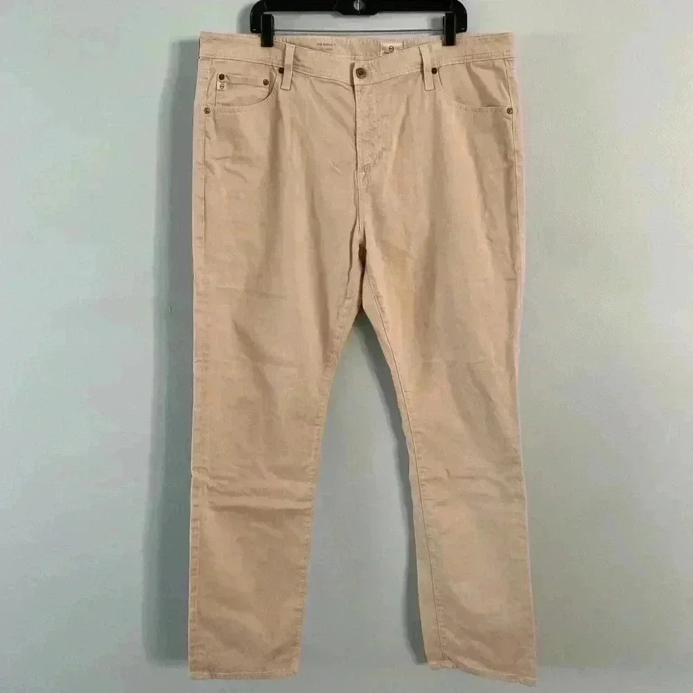 AG Adriano Goldschmied Men's Everett Slim Straight Beige Pants Size‎ 40x34